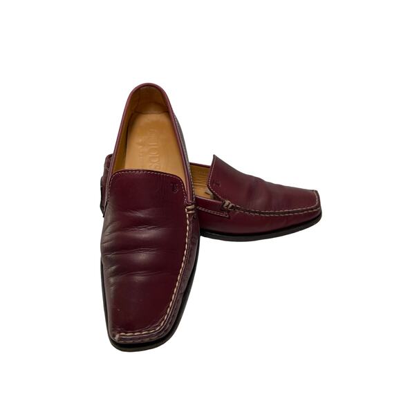 Tod’s Burgundy Leather Driving Loafers Made in Italy US  7.5 - Picture 1 of 10